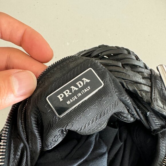 Prada Semitracolla nylon black purse Authentic Leather Handle RARE See Photos - Picture 3 of 14